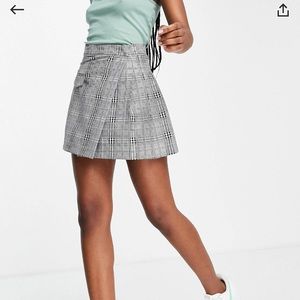 ASOS Design Wrap Kilt Skirt With Pocket Detail in Mono Check